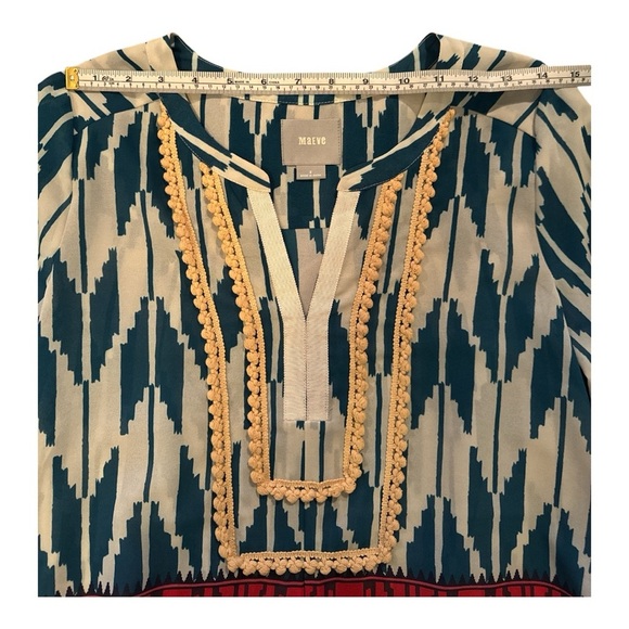 Maeve Anthropologie Ikat Rohana Aztec Popover Blouse Sz 2 Aztec Boho Relaxed Fit - Picture 8 of 10